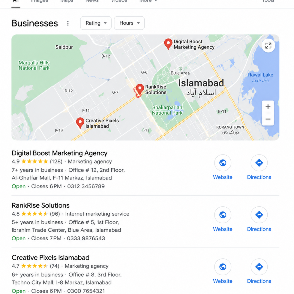 local SEO Islamabad Google Business Profile map pack ranking