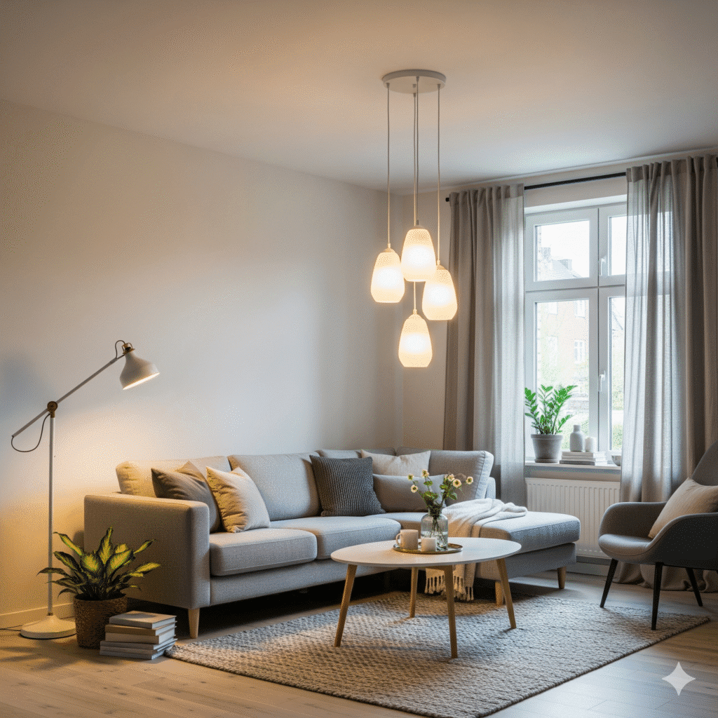 a pic of drawing room with lights