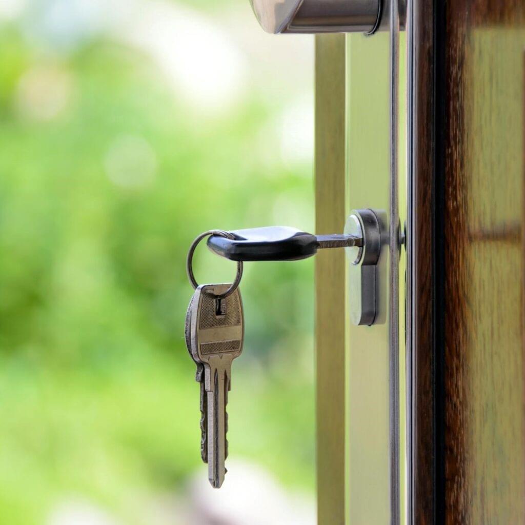 A door pic with lock and key